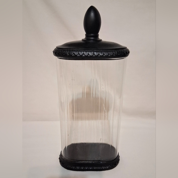 Vintage Glass Apothocary Style Jar - Black Lid & Base - Oval - Picture 6 of 7
